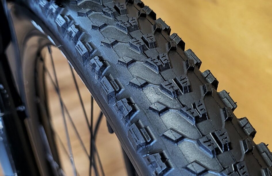 Brand new tyre fitted to ex-hire Trek Marlin 7 mountain bike for sale in Inverness, Scotland