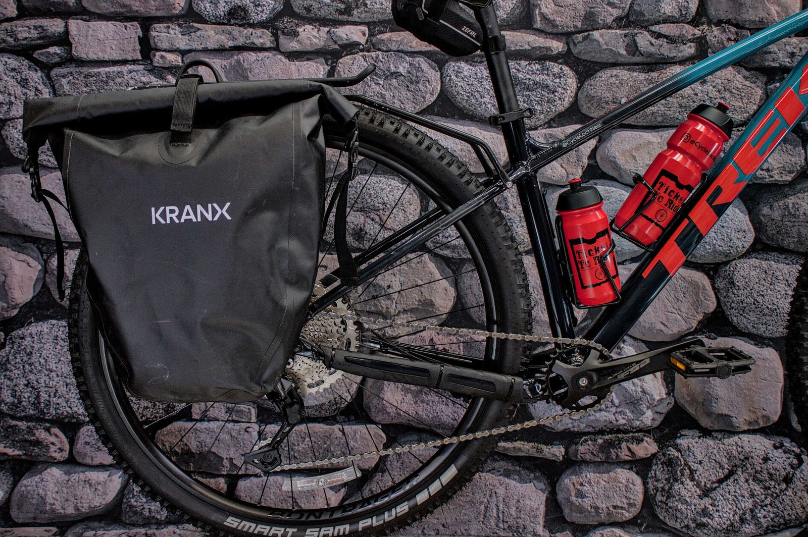 Trek Marlin 7 mountain bike with panniers available for hire in Inverness