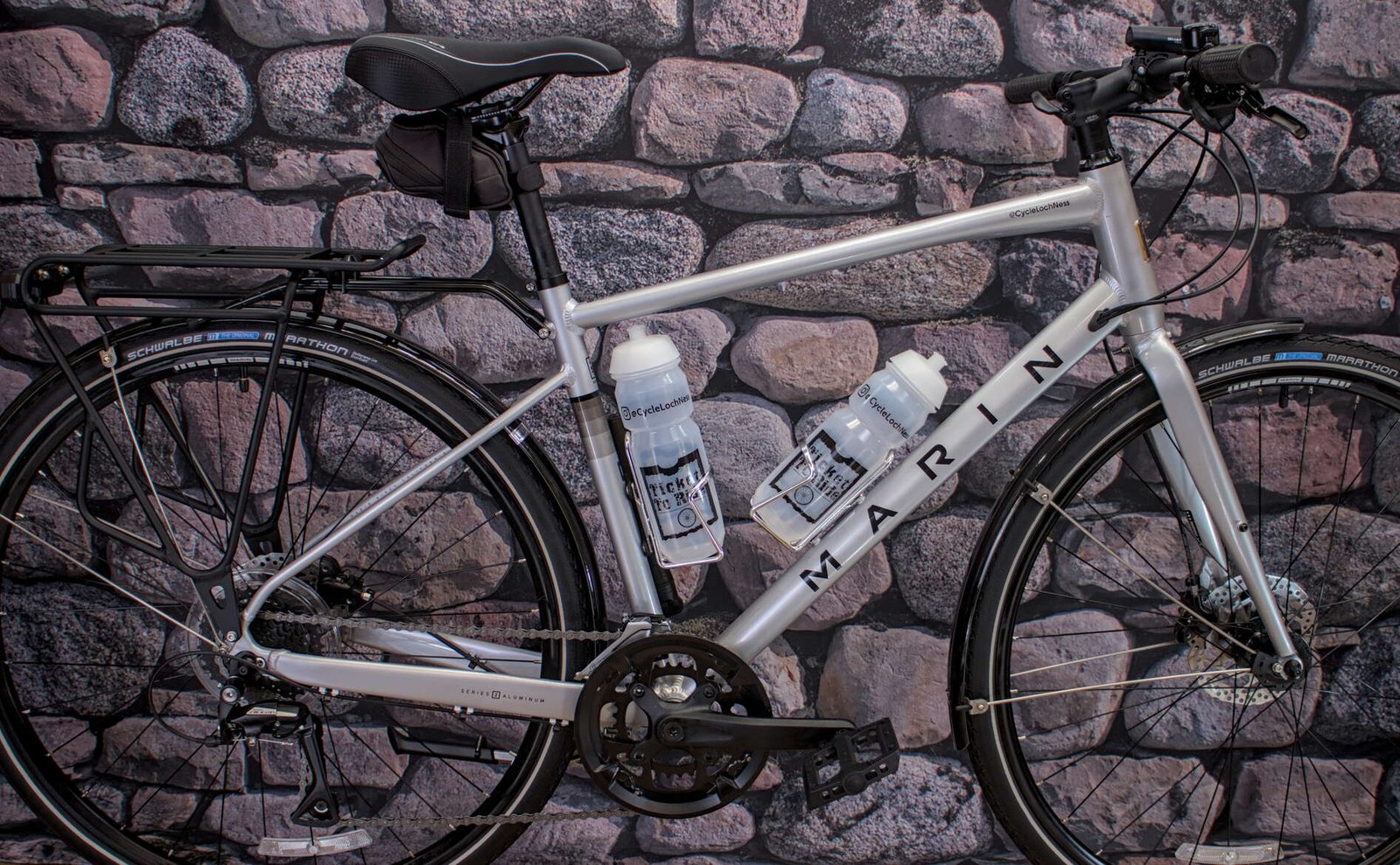 Marin Fairfax 2 Touring bike with flat handlebars available for hire in Inverness